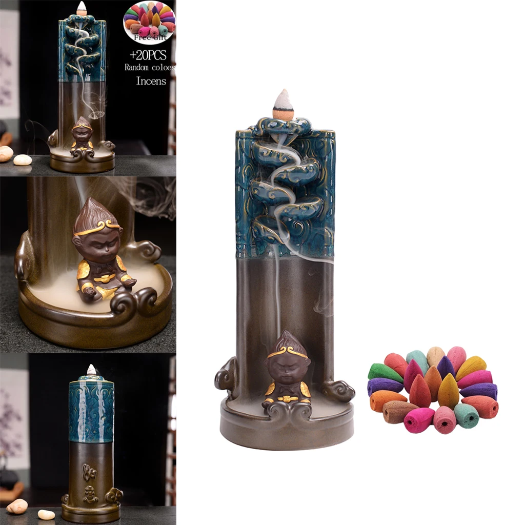 

Backflow Incense Burner Tabletop Censer SPA Aroma Incense Holder Ash Catcher