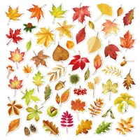 55pcs maple fallen leaves stickers for notebooks stationery scrapbooking material flowers sticker aesthetic craft supplies