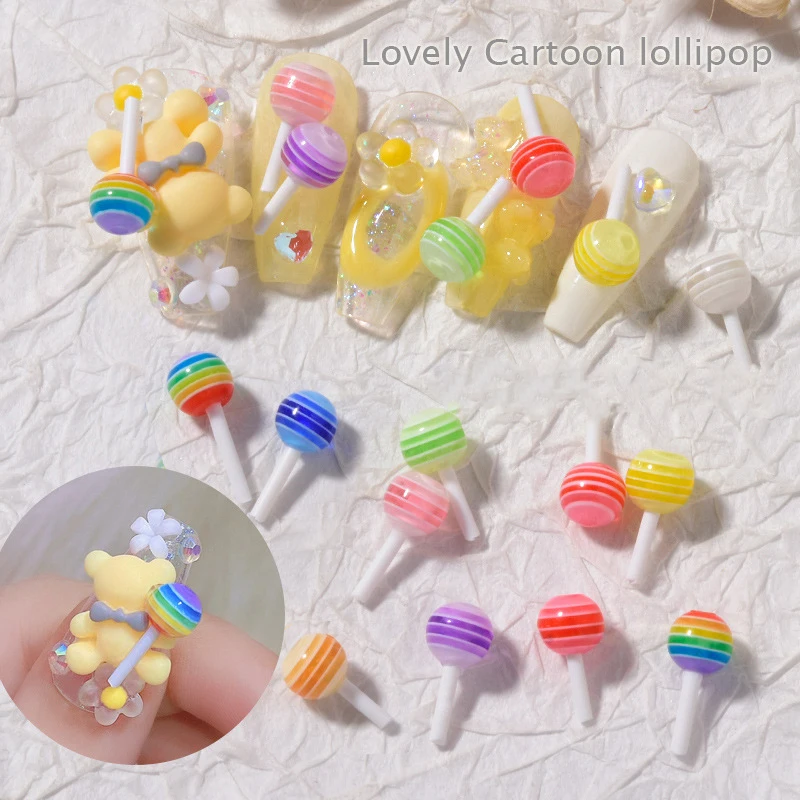 

20 Pcs Lollipop Shaped Charms For Acrylic Nails Nail Art Cute Design Decoration Jewelry Manicure Nail accessories