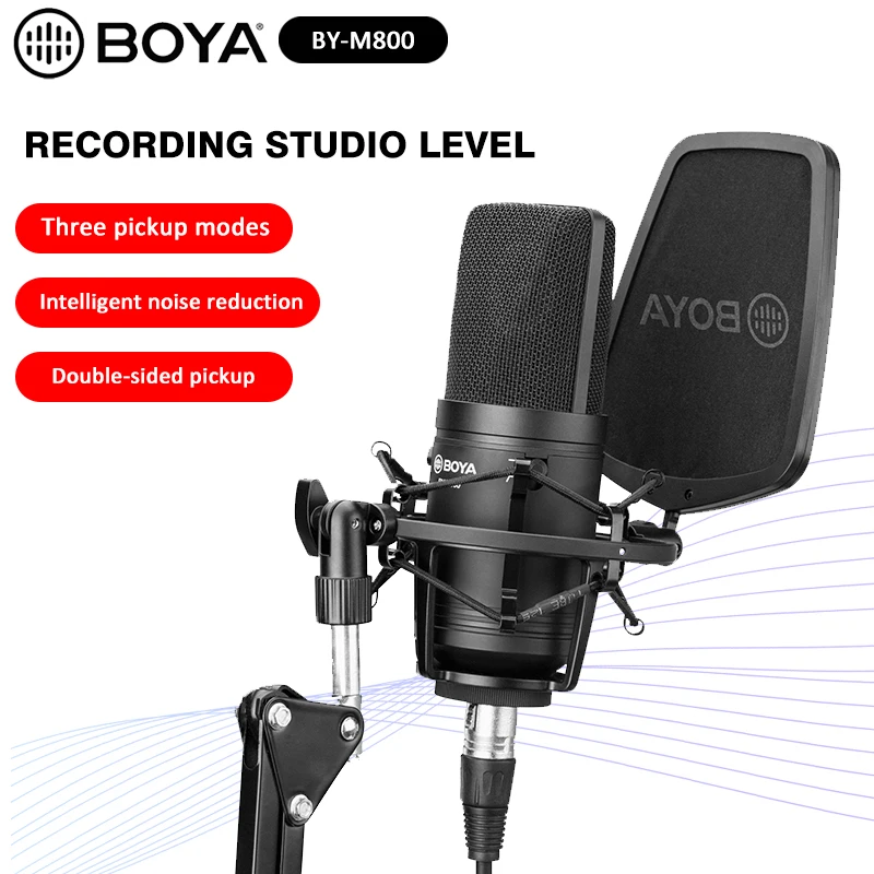 BOYA BY M800 профессиональный большой микрофон с низким фильтром кардиоидный
