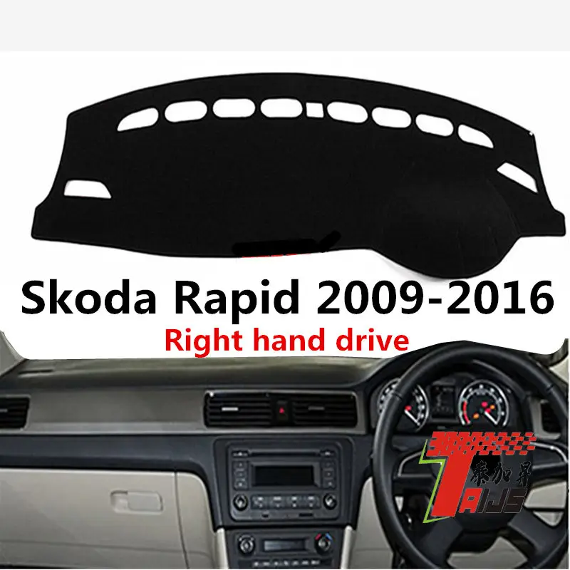 

Taijs RHD High Synthetic Fiber Car Dashboard Cover Dash for Skoda Rapid 2013 2014 2015 2016 Anti UV Sun Shade Protector
