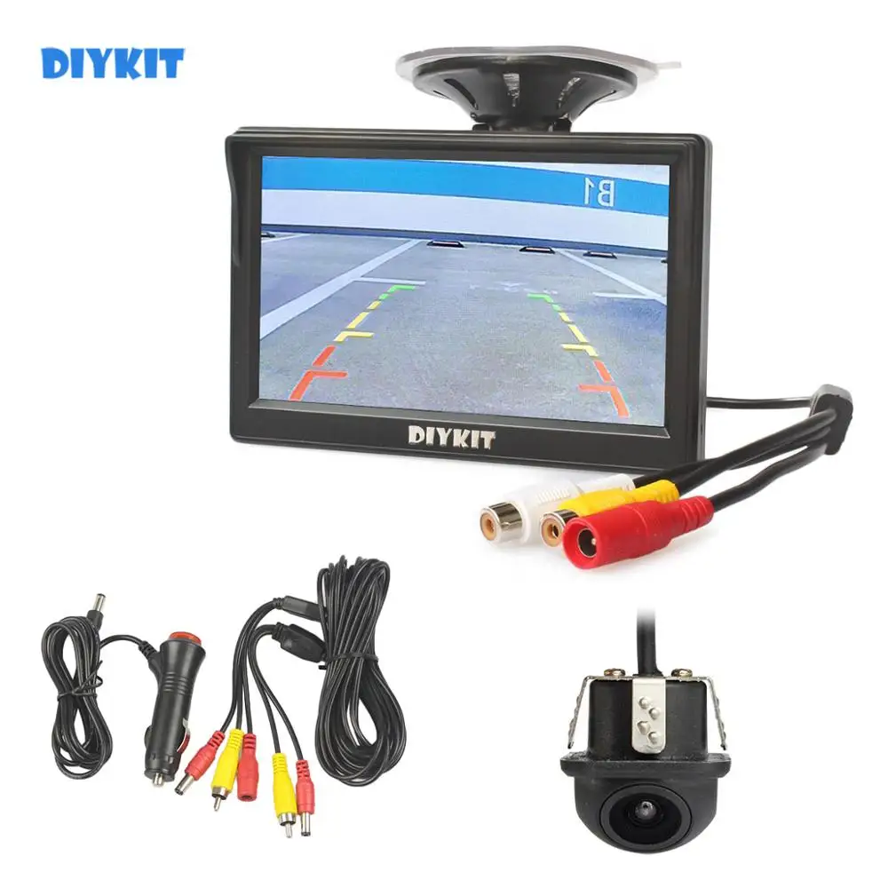 

DIYKIT Wired 5" HD LCD Display Rear View Monitor Car Monitor Mini Car Cam Rear View Car Camera Reversing System