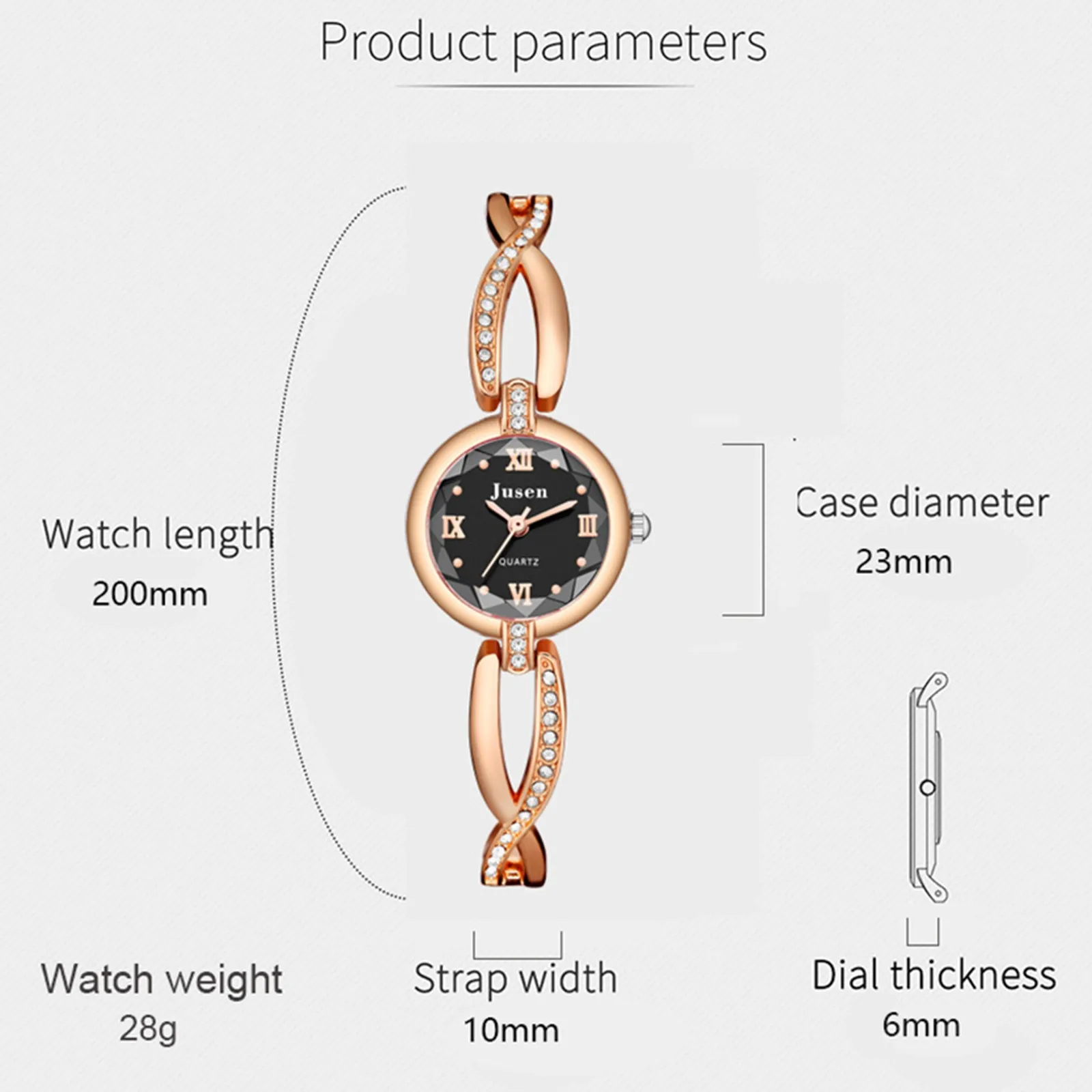 

Quartz Watch Roman Numerals Round Leather Strap Watch for Women Plus Korean Fashion Diamond Student Bracelet Zegarki Damskie