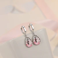 yanhui fashion s925 sterling silver color pink opal gemstone drop earrings for women water drop temperament moonstone brinco