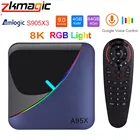 ТВ-приставка A95X F3, ТВ-бокс на Android 9,0 с RGB светильник, чип Amlogic S905X3, 2,4 ГГц и 5G Wi-Fi, Bluetooth 4, YouTube, 8K, google TV