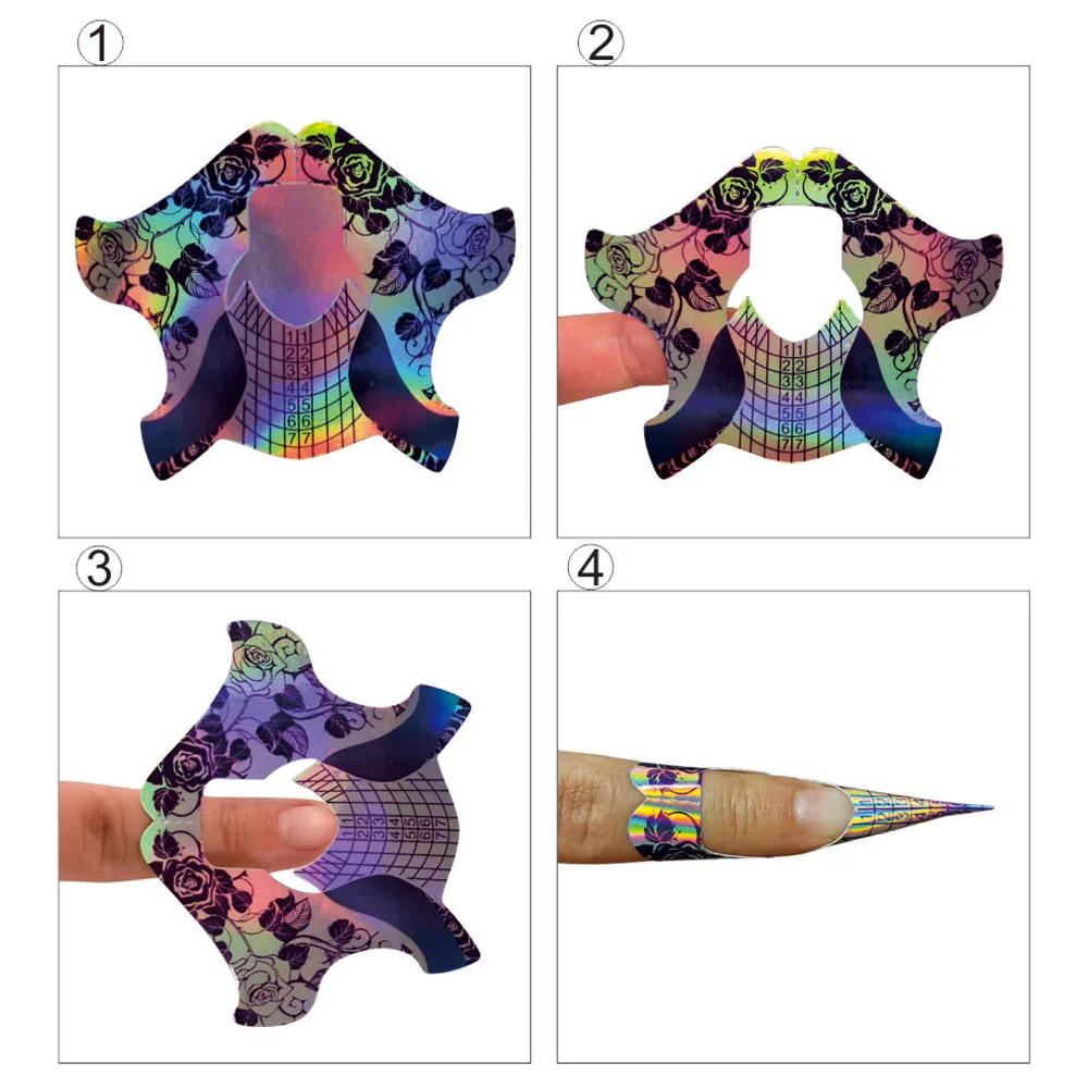 

100pcs Plastic Form For Nails Extensions Acrylic Builder Gel Forms Sculpting Guide Stencil Quick Extend Nail Tools