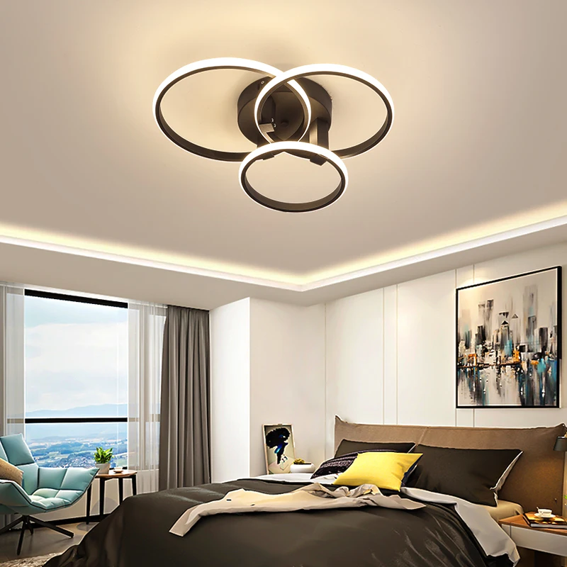 $45.00 NEO Gleam Modern led ceiling lights lamp New RC Dimmable APP Circle rings designer for living room bedroom ceiling lamp fixtures
