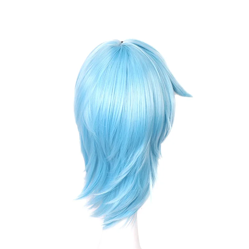 

anime Genshin Impact Eula Cosplay Wig Game Genshin Impact Cosplay Blue Mixed White Short Wig Synthetic Hair Heat Resistant
