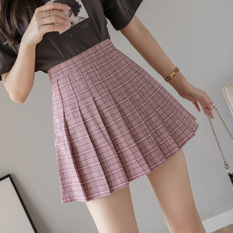 

Women Fashion Summer high waist pleated skirt Wind Cosplay skirt kawaii Female Mini Skirts Short Under it Sweet Girls DanceSkirt