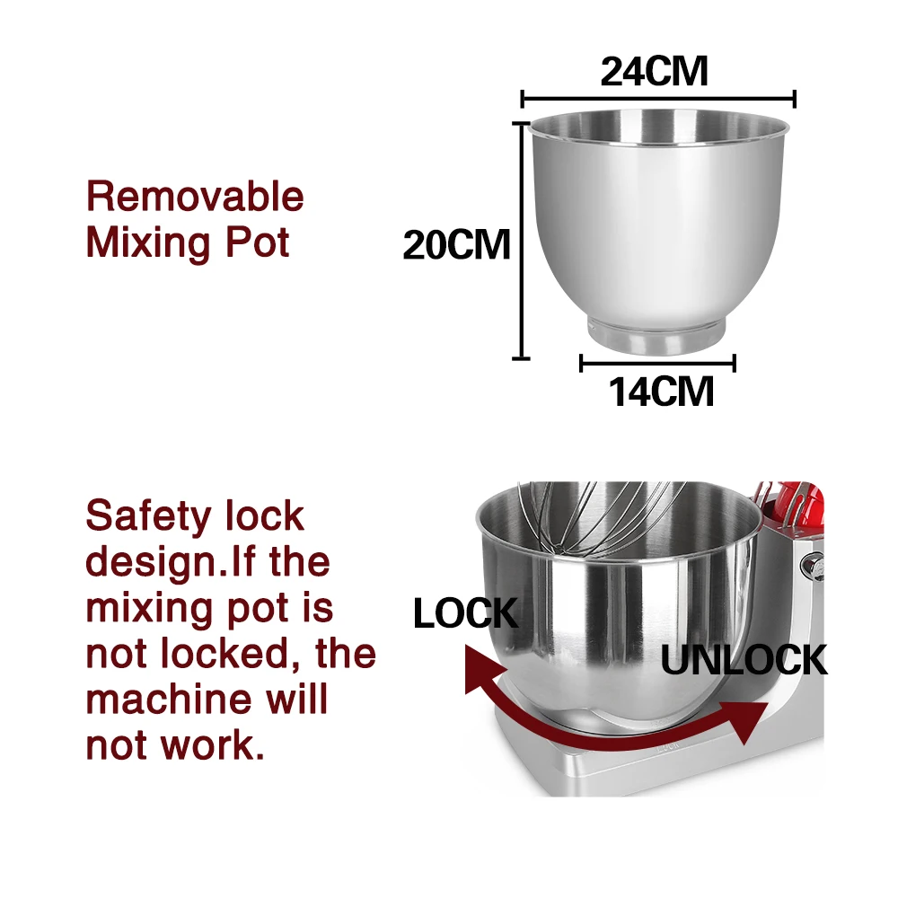 

Commercial Electric 7L Countertop Food Mixer Chef Machine Egg Beater 1200W Professional Mixer