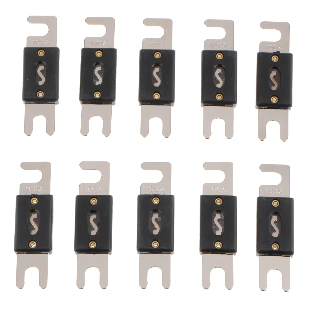 Pack Of 10 Nickel Plated Car ANL Blade Fuses Audio Electric Protection 100A | Автомобили и мотоциклы
