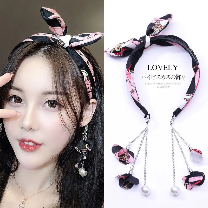 

BEMAY Fashion Bow Hair Bands Hair Tie Women Cute Tassel Ribbon Headband Girls Wild Hair Accessories Hair Scrunchies Head Bands