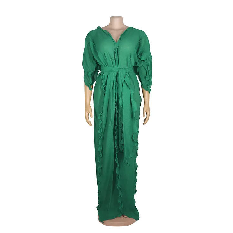 African Design Chiffon Dashiki Dress Pleated Elegant Muslim Bazin Maxi Robe Gowns Broder Riche Sexy Loose Traditional | Тематическая