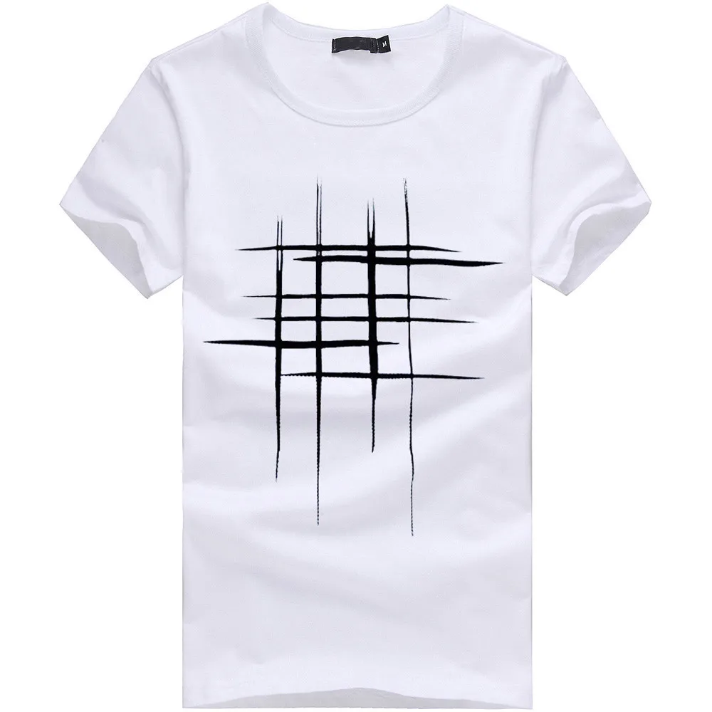 Мужские линии письма хлопчатобумажная футболка с рисунком плюс размеры простой