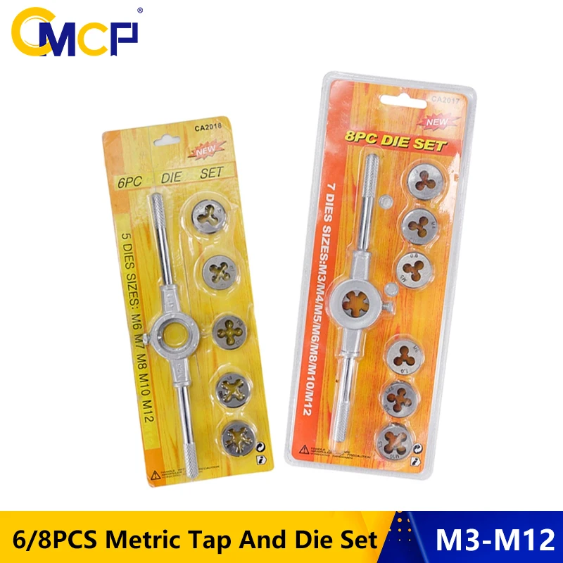 

6pcs/8pcs M3 M4 M5 M6 M7 M8 M10 M12 Die Wrench Set Metric Tap And Die Set Alloy Steel Thread Die Set Hand Tools Screw Thread Tap