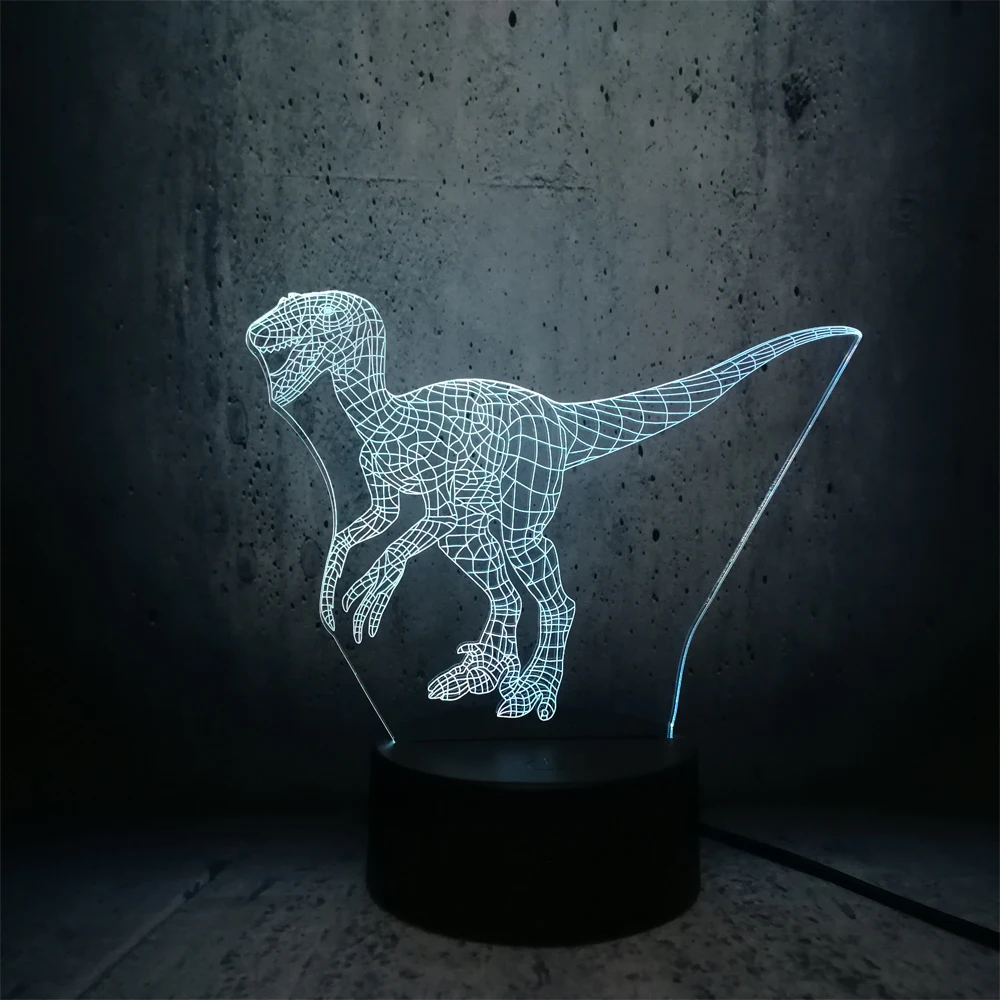 Динозавра в натуральную величину Велоцираптор хвост вверх 3D светодиодный