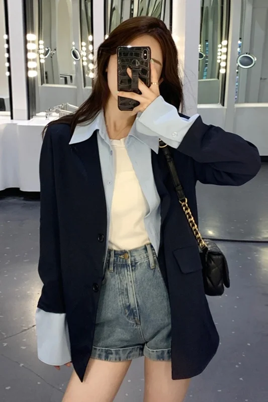 Женский костюм-пиджак из двух предметов на весну и осень новинка 2021 свободный