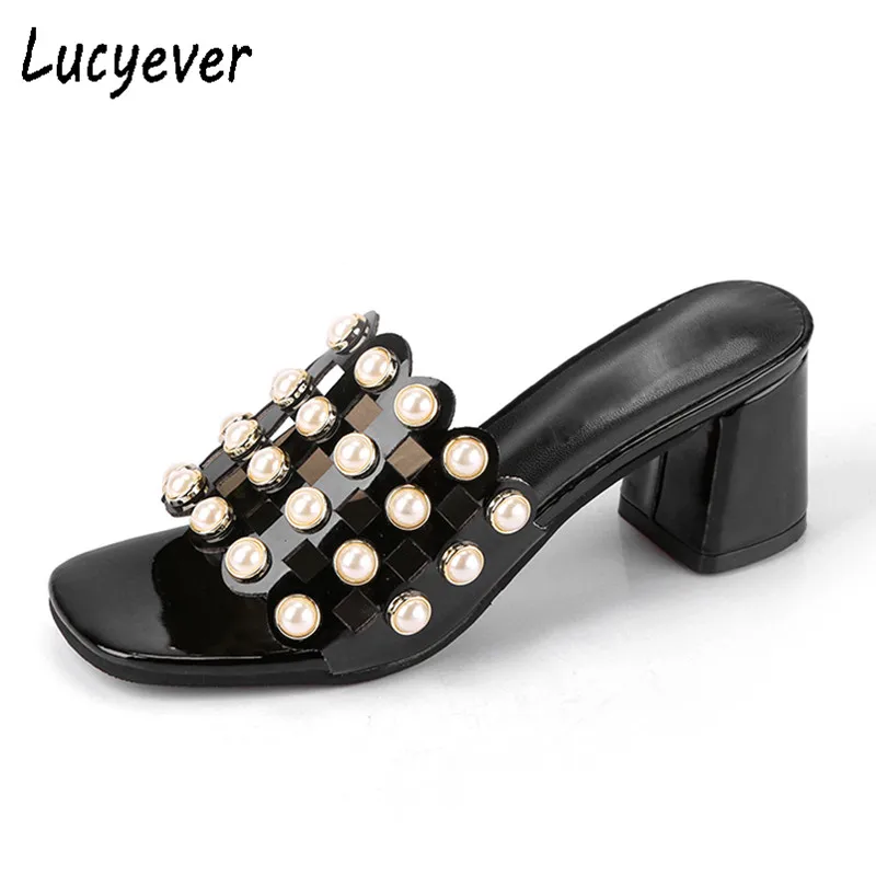 Lucyever/2019 г. Летние женские босоножки модельные туфли на высоком каблуке с