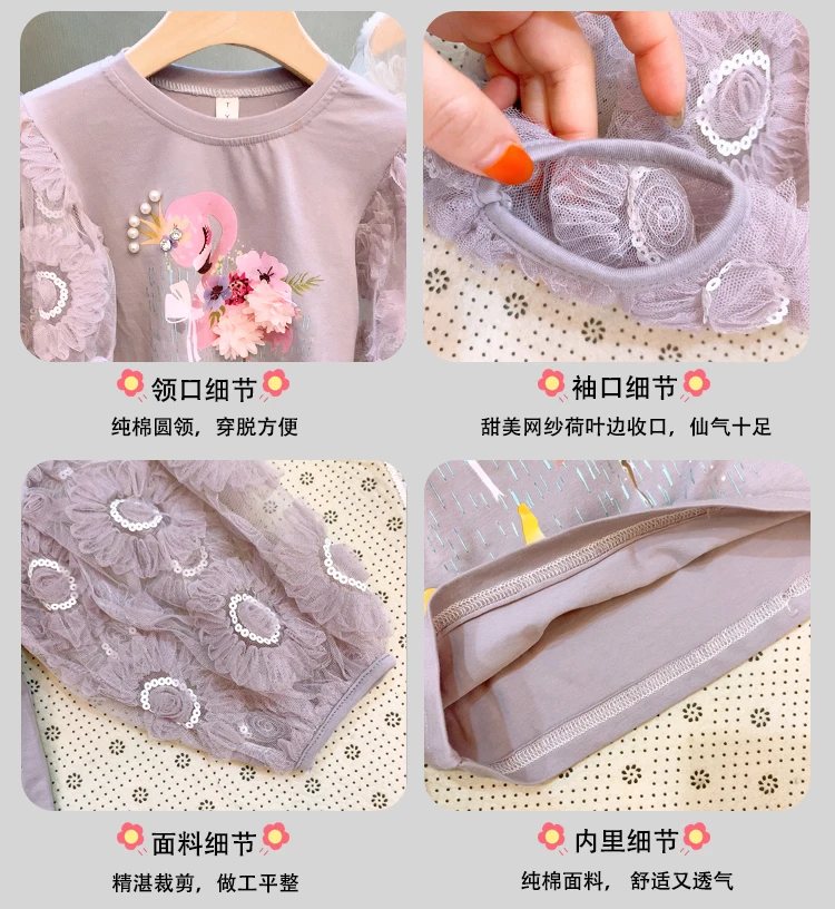Baby girls 3D Flowers Princess t-shirt 2020 spring autumn new lace print tops shirt children clothes ws1371 | Детская одежда и