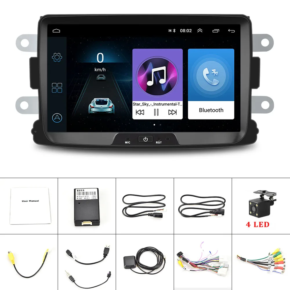 With 4 LED Camera Podofo 2 Din Автомобильный мультимедийный MP5 плеер " Android автомобильный Радио gps MP5 MirrorLink монитор для Renault Sandero/Duster/Logan/Dokker - Цвет: With 4 LED Camera