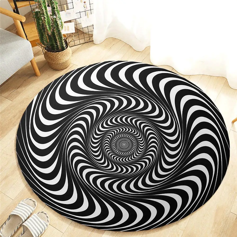 

3D Three-dimensional Black&White Stereo Vision Mat For Living Room Decoration Doormat Tea Table Sofa 3D Illusion Flannel Carpet