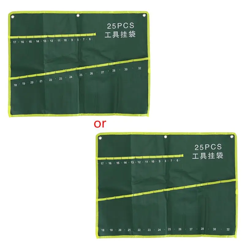 

25 Pockets Durable Canvas Spanner Wrench Tool Roll Up Storage Bag