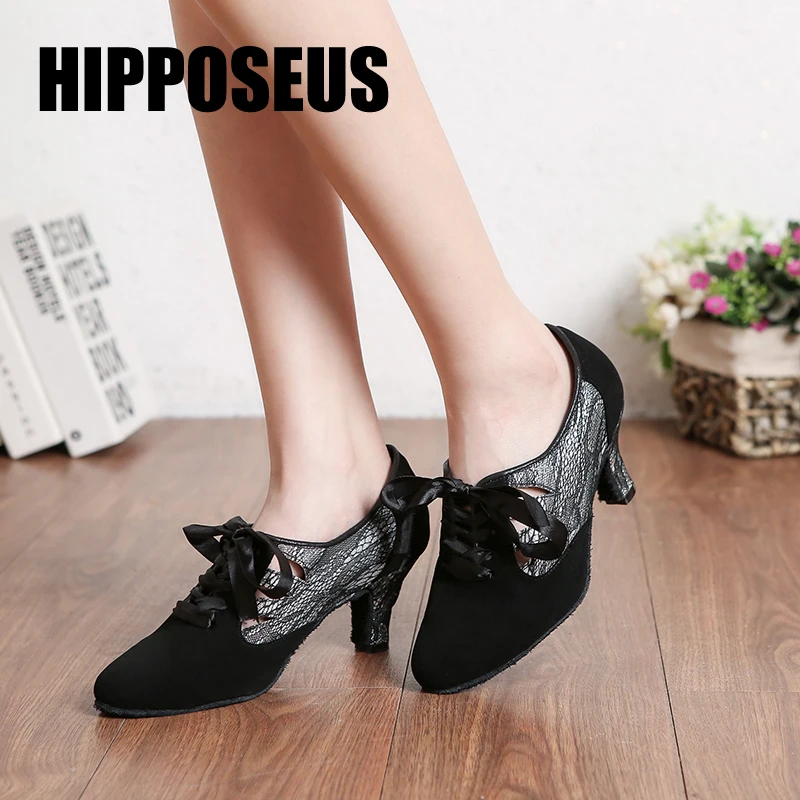 

Hipposeus New Ballroom Dance-Shoes Women Girls Latin Salsa Modern Dancing Shoes Female Tango Soft Sole Party Dance Shoes Sandals