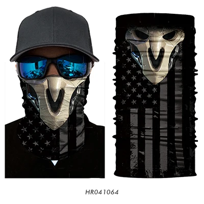064 3D Skull Seamless Magic Neck Gaiter Skeleton Face Mask Shield Running Cycling Fishing Bike Bandana Headband Tube Scarf Men Women - Цвет: 064