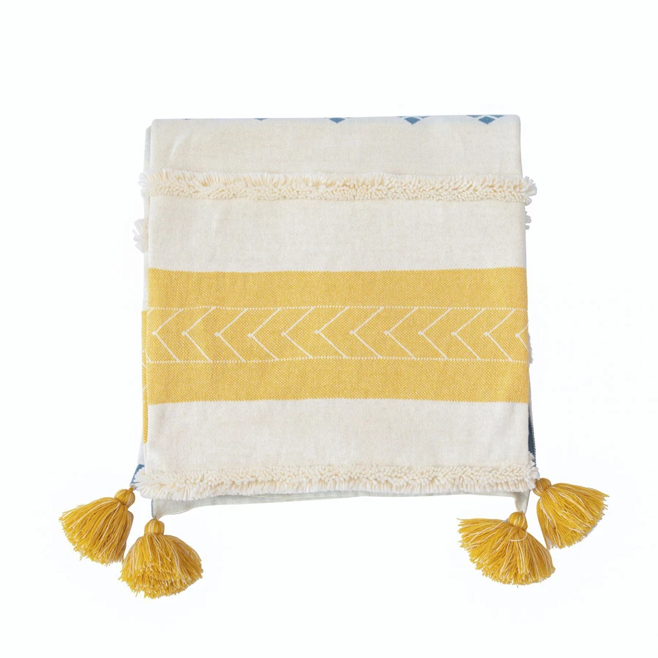 

Bohemian Tufted Knitted Cotton Blanket Office Lunch Break Sofa Decoration Towel Quilt Outdoor Travel Shawl Blanket 130x170cm