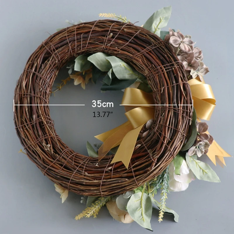 

Artificial Rose With Bowknot Spring Flower Wreath Decoration Wedding Front Door