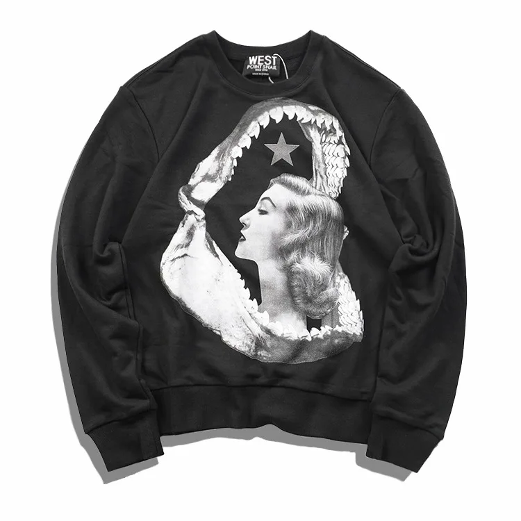 

New Nice High Men Shark teeth beauty star gentleman Hoodies Hoody hooded Sweatshirts velvet Cotton Drake Thicken Fleece #d72