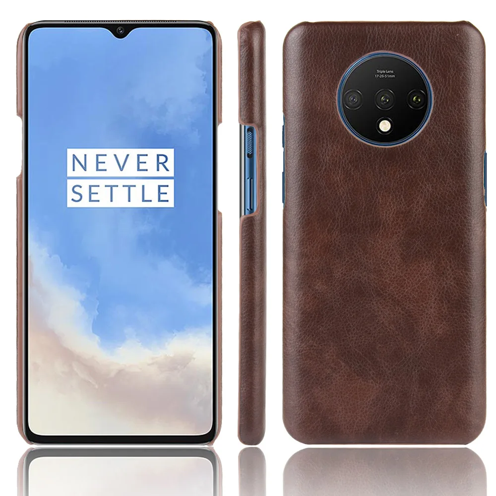 

OnePlus 7T Case One Plus 7T Retro PU Leather Litchi Pattern Skin PC Hard Bag Cover For OnePlus 7t 1+7T 7 T Phone Back Case