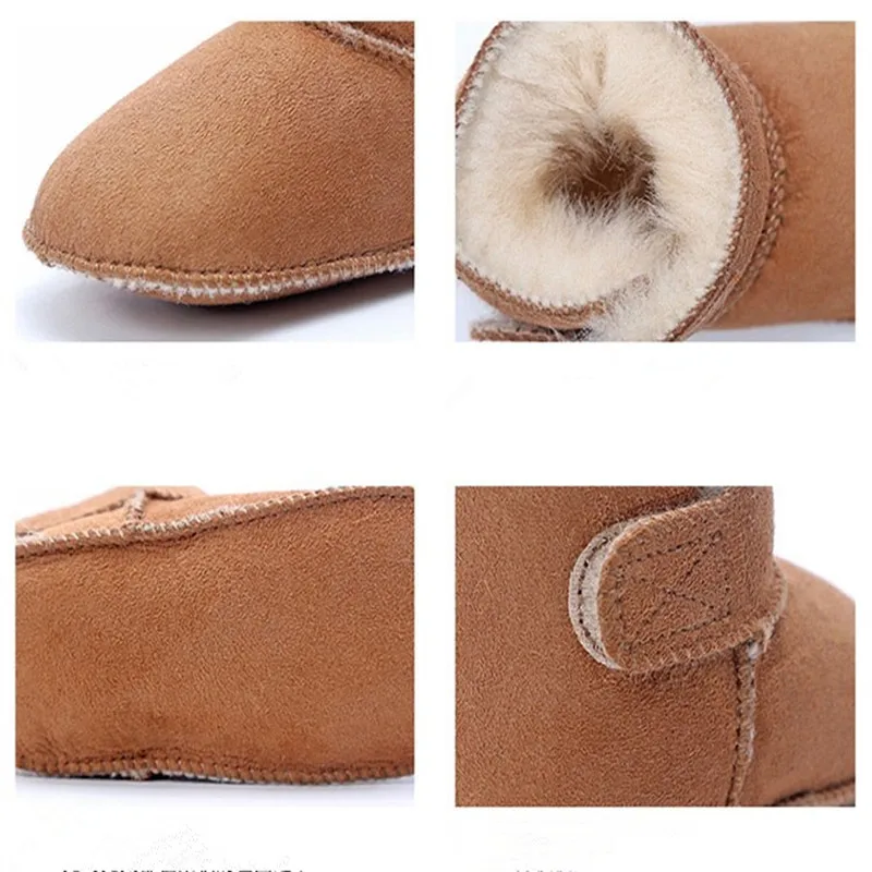 

Winter Snow Boots for Baby Leather Sheep Fur Toddler Botas Infant Boots Boy Girls Bootie Kids Snowshoes Handmade