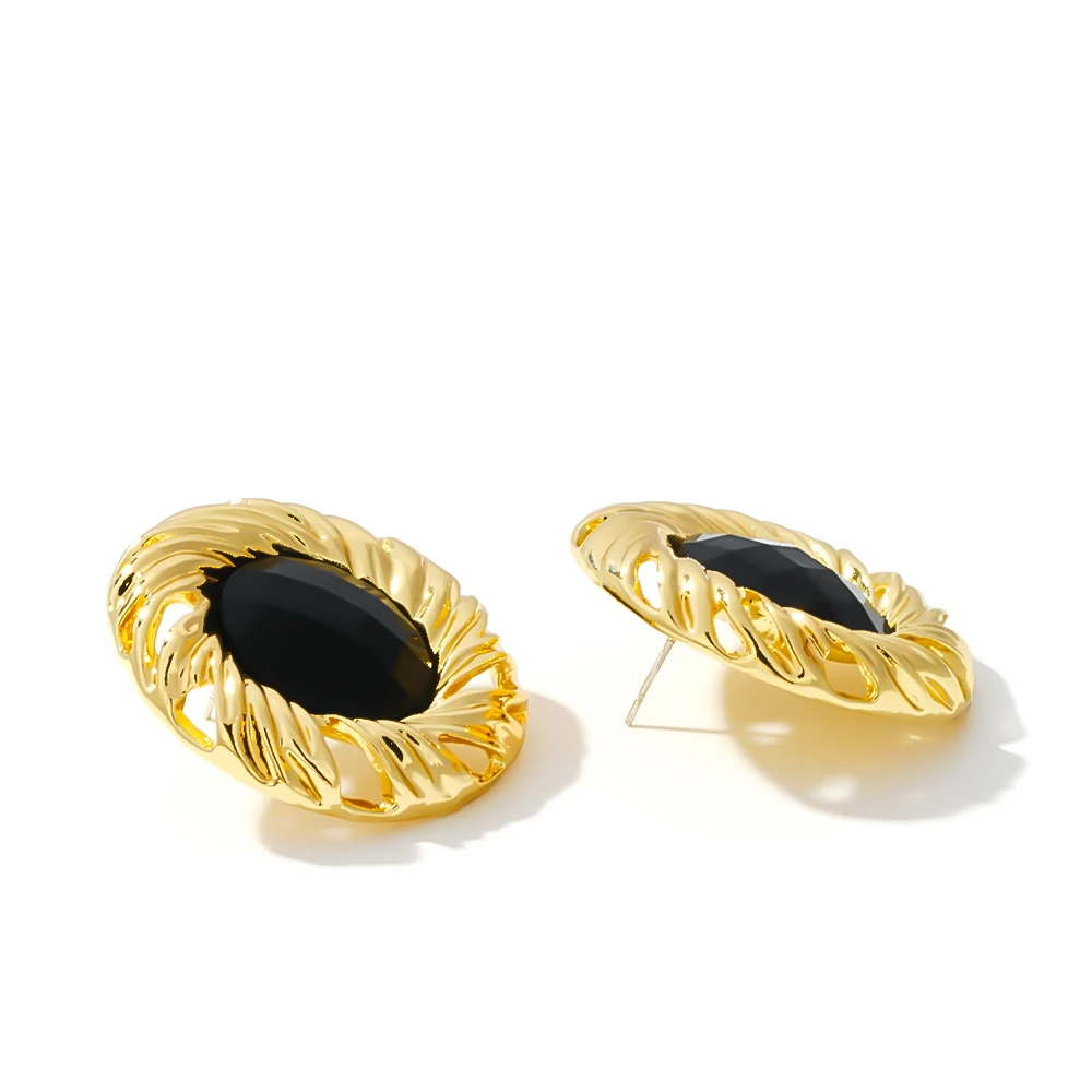 Yhpup Black Rhinestone Crystal Stud Earrings Zinc Alloy Vintage Gold Brincos for Female Office Jewelry Gift S925 Post | Украшения и