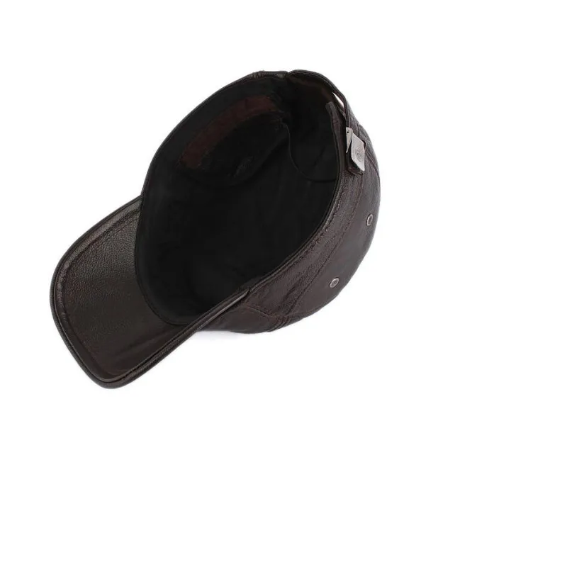 Мужская зимняя теплая кожаная шапка бейсболка с защитой ушей для взрослых