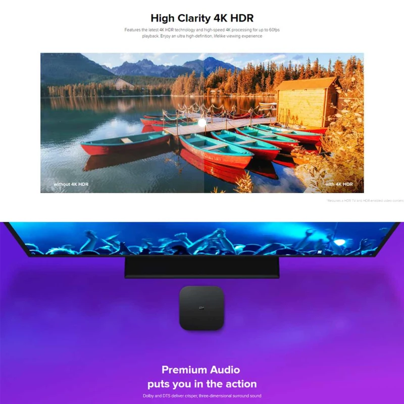 ТВ-приставка Xiaomi Mi TV Box S 4K Ultra HD Android 9 0 HDR 2 ГБ 8 WiFi Google Cast Netflix Smart 4 медиаплеер |