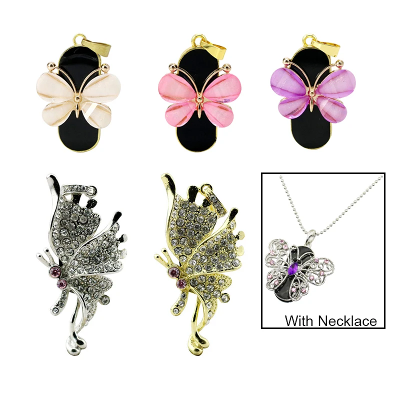 Хрустальное ожерелье бабочка USB флеш накопитель 4 ГБ 8 16 32 64 Гб мини Алмазная ручка