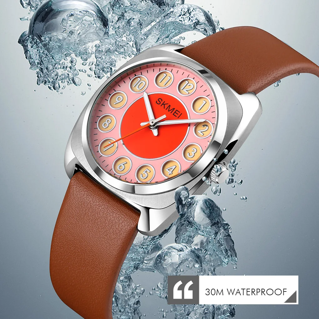 

SKMEI Fashion leather Women Watches Moving diamond Quartz Watch Ladies Girls Female Clock Montre Femme reloj relogio feminino