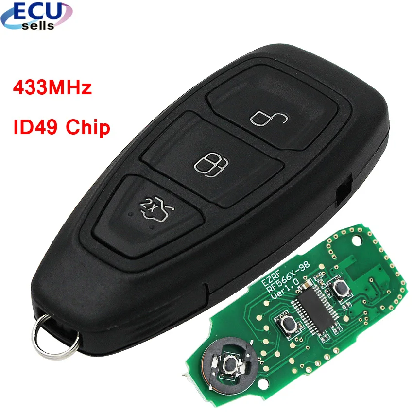 Новый Интеллектуальный дистанционный ключ 433 МГц с чипом ID49 для Ford Kuga Fiesta 2016 2018