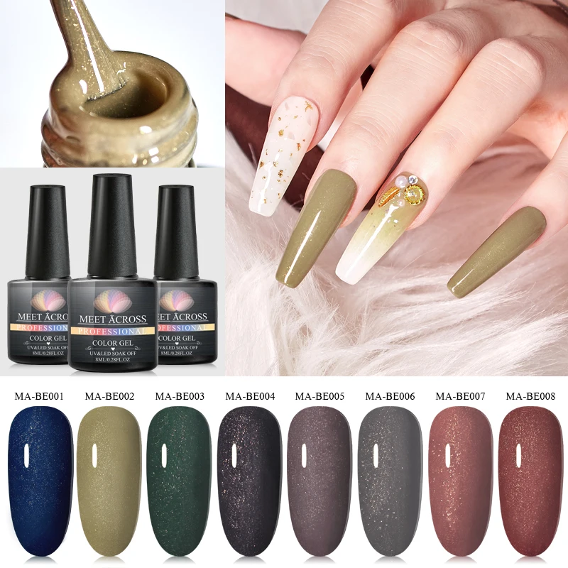 8 мл голографический цветной Ультрафиолетовый гель с блестками Semi Permanent Soak Off