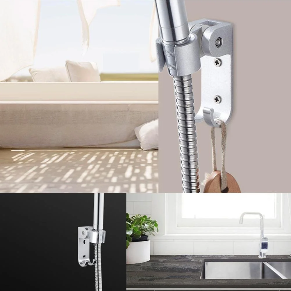 

Adjustable Shower Base Head Holder Bathroom Hand Held Bracket Wall Mount With Hook Toilet Helpful Frame