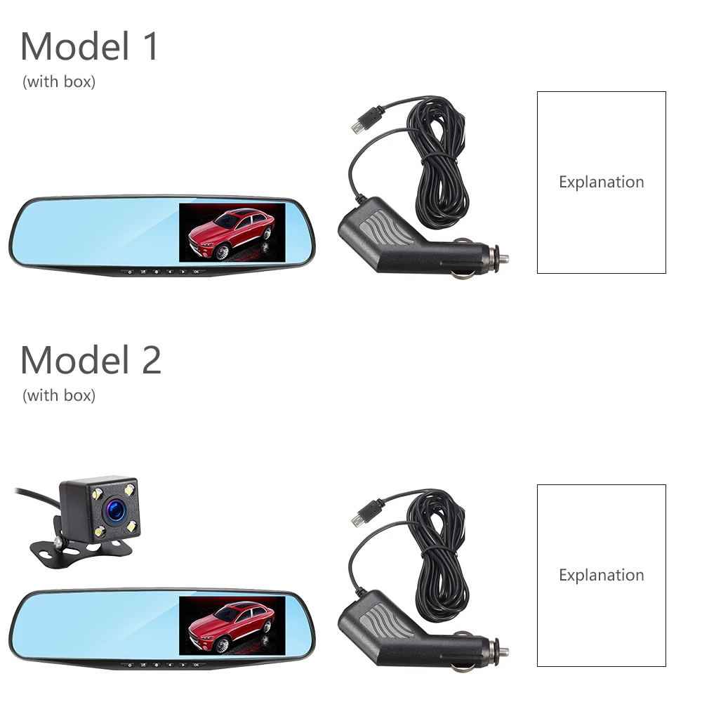 

HD 1080P Car DVR Camera Auto 4.3 Inch Rearview Mirror Digital Video Recorder Dual Lens Registratory Camcorder Rear View Camera
