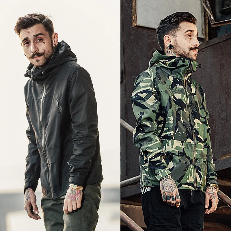 2019 весна-осень Камуфляжный ветровки мужские куртки на молнии Военная