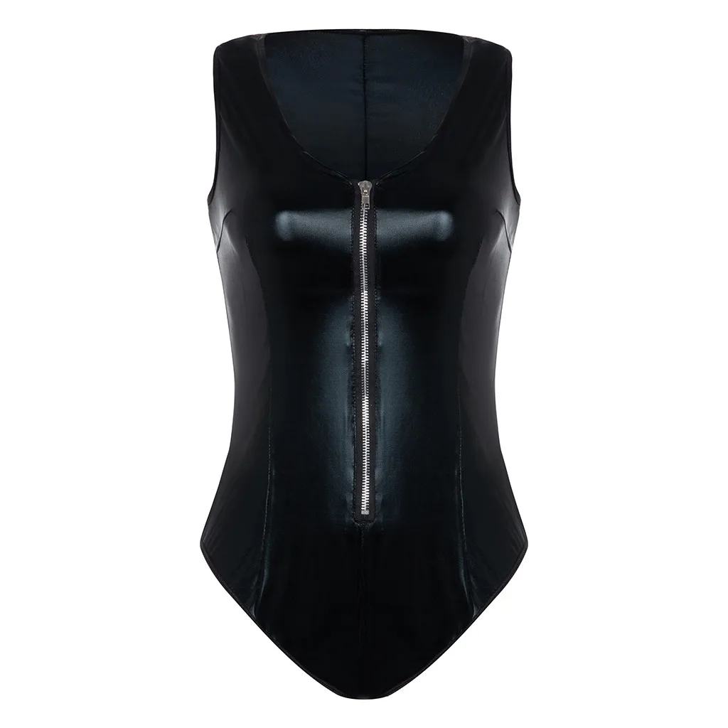 New Fashion Sexy V-neck Zipperleather Pajamas Sleepwear Black Lingerie Underwear Women Corset | Женская одежда