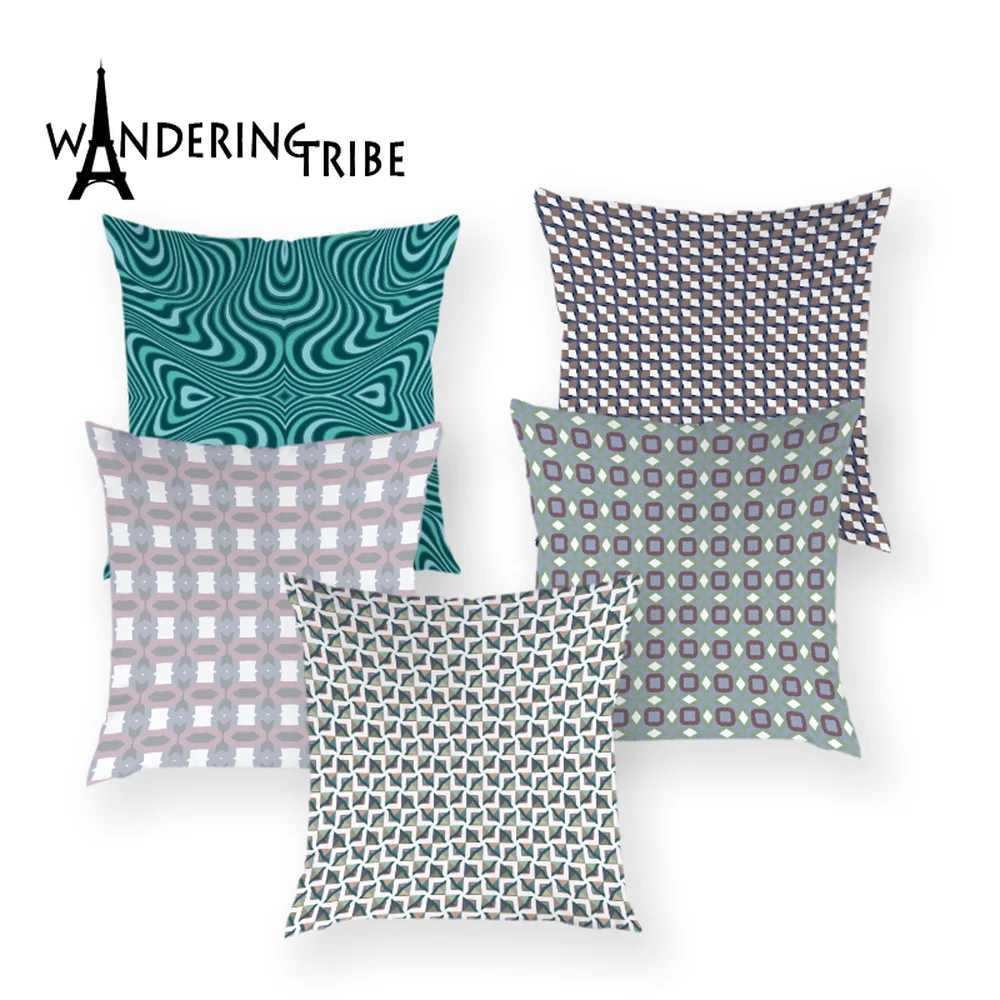 

Чехол для подушки в абстрактном богемном стиле, в полоску, с решеткой, домашний декор, чехол для подушки, чехол для дивана, кровати, подушки, ч...