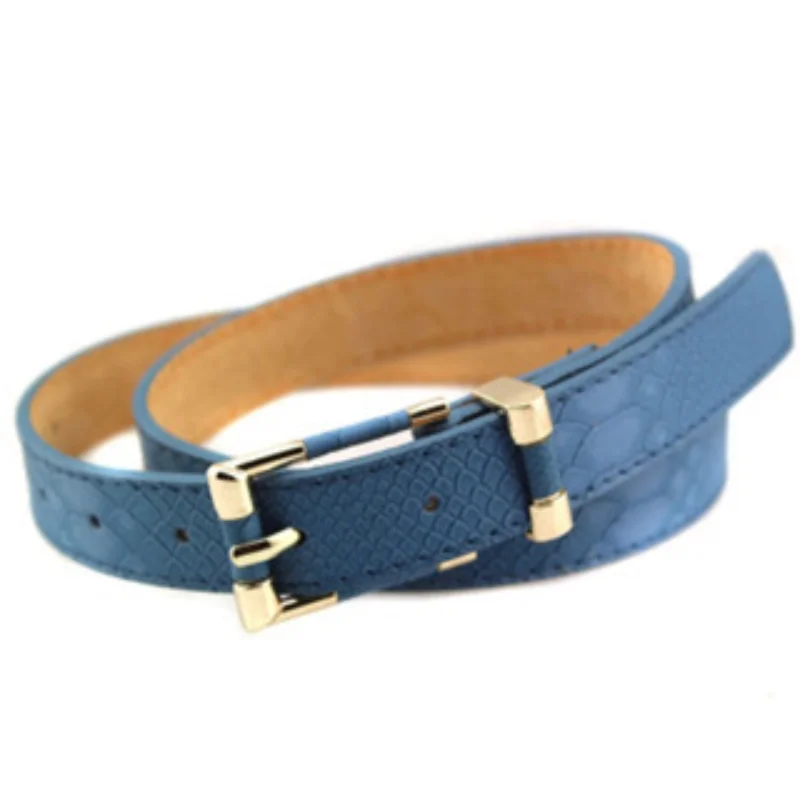 

Women's Formal Leather Professional Dress Belt New Metal Pin Buckle Snake Pattern All-match Jeans with Narrow Fashion Students