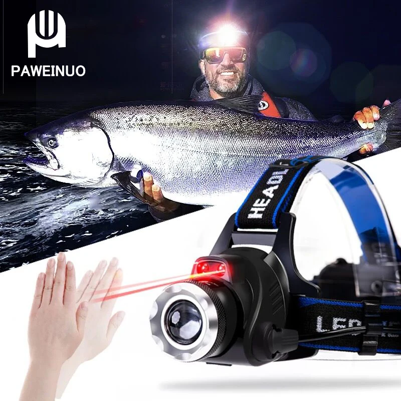 Налобный фонарь с инфракрасным датчиком светодиодный налобный перезаряжаемый Xml