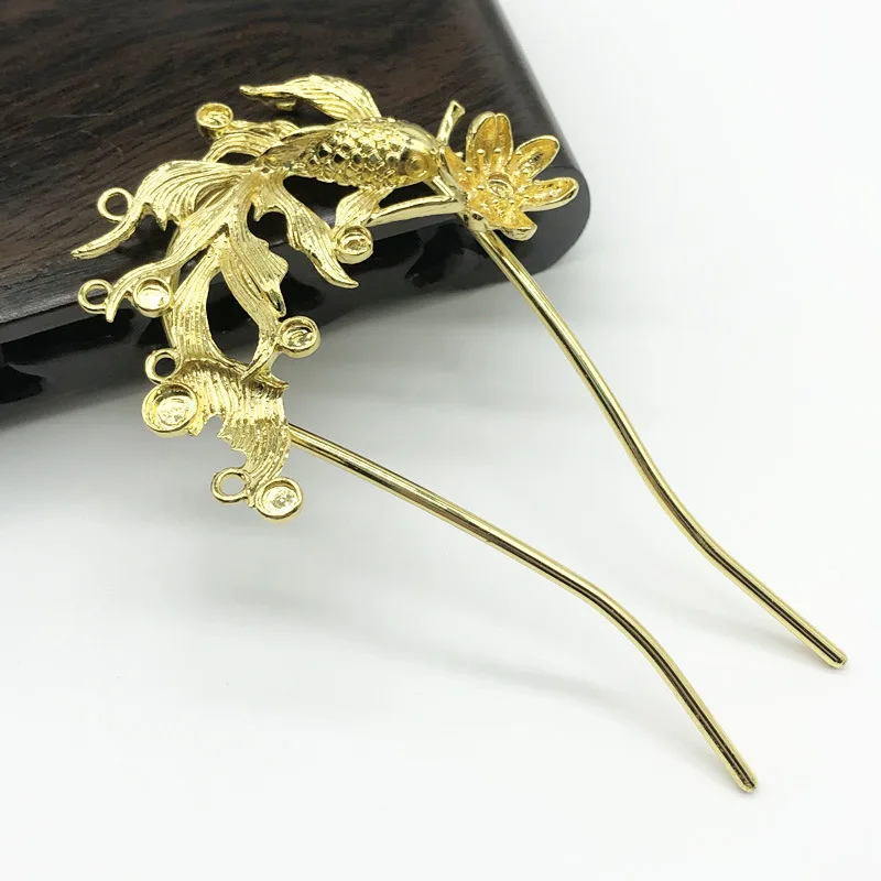 

Vintage Style Fish Flower Hairpins Hair Sticks Gold Silver Chinese Hair Stick Pins For Women Hair Ornaments Head Jewelry