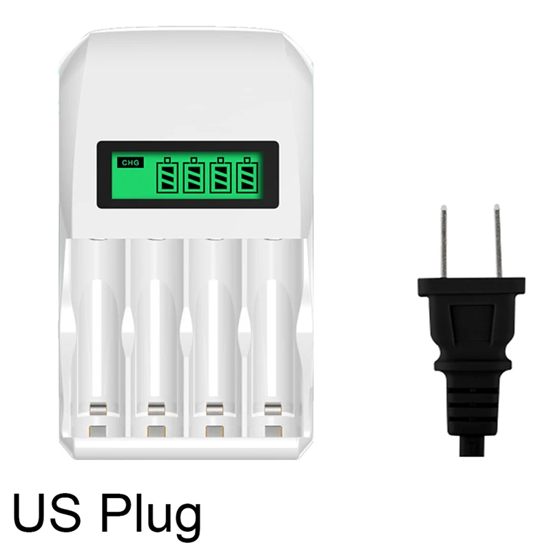 Зарядное устройство с 4 слотами для аккумуляторов AA/AAA Ni MH/Ni Cd ЖК экраном вилка