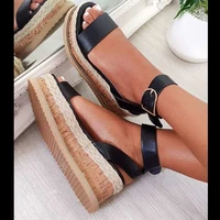 2021 womens sandals summer new fashion solid color muffin bottom sandals plus size european and american leisure female shoes